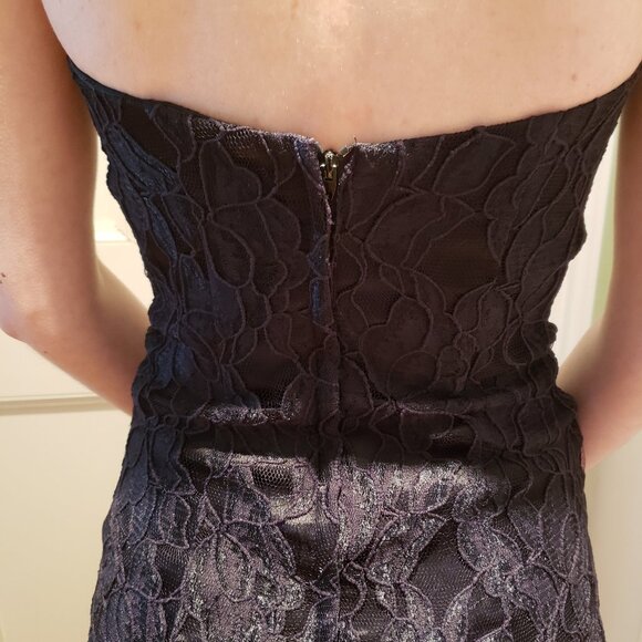 Vintage 90s black lace strapless mermaid high-low gown 6 - Picture 5 of 8